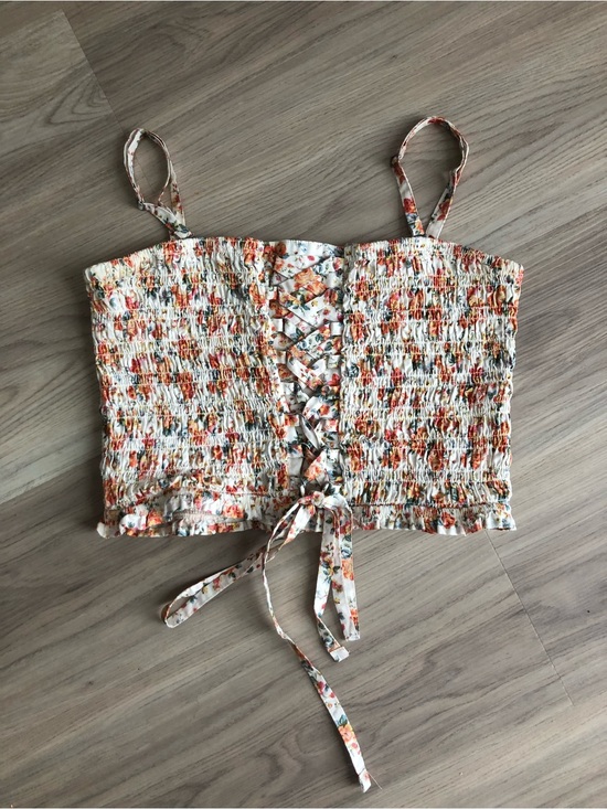 American Eagle Outfitters Tops - American Eagle Cropped Smocked Floral Tube Top with Removable Straps | Medium